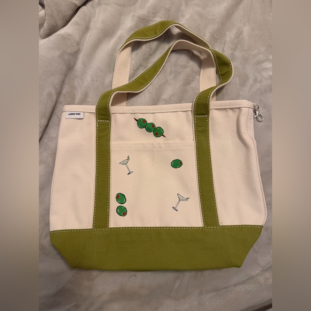 Hand Painted Olive Martini Tote | Lands’ End Canvas Bag